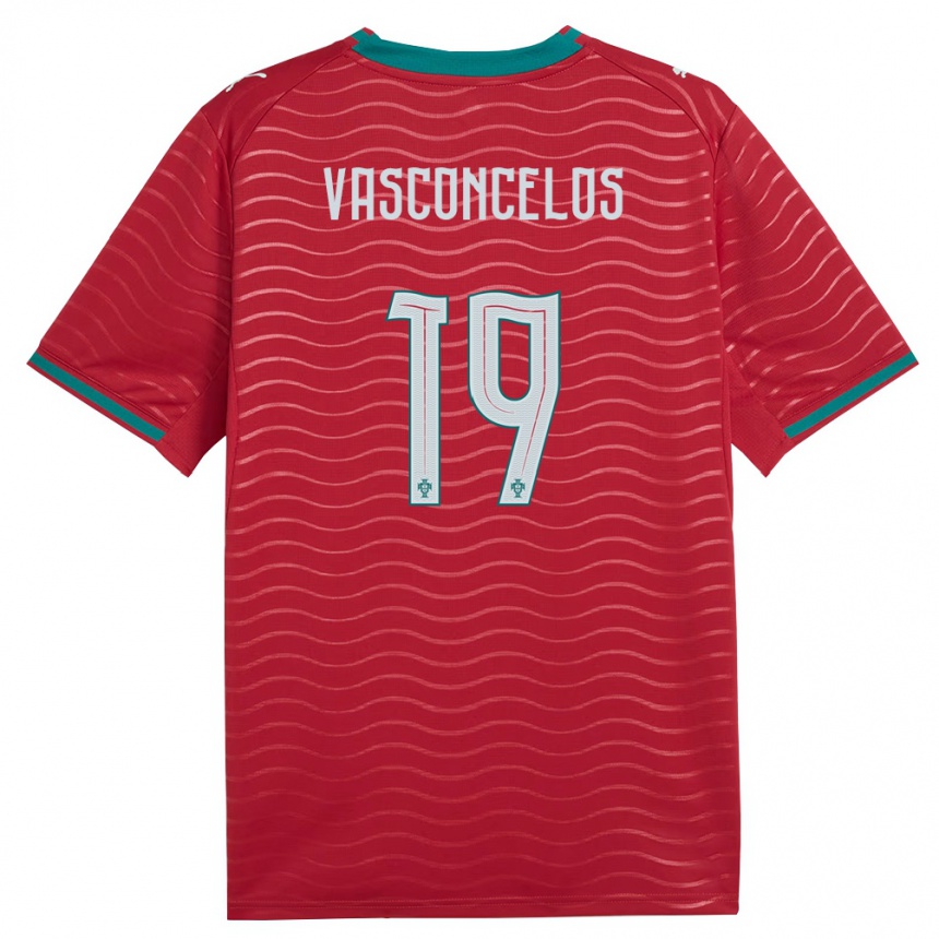 נשים כדורגל פורטוגל Vasconcelos #19 אדום ירוק לבן ג'רזי ביתית 26-28