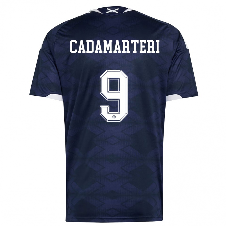נשים כדורגל סקוטלנד Caelan Cadamarteri #9 כהה לבן ג'רזי ביתית 26-28