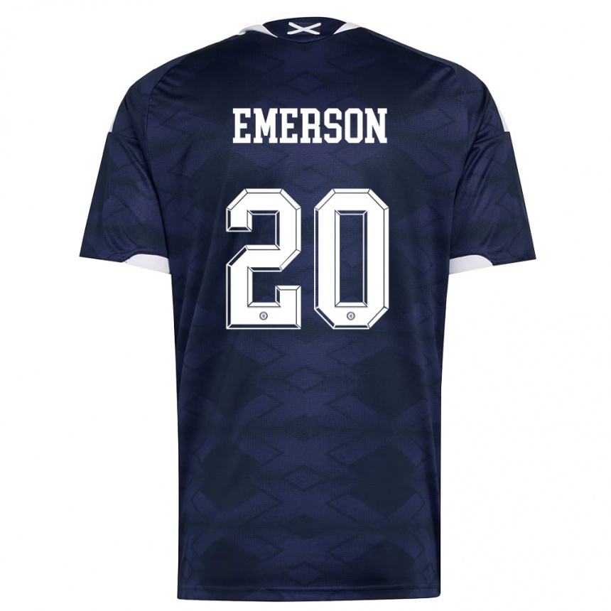 נשים כדורגל סקוטלנד Johnny Emerson #20 כהה לבן ג'רזי ביתית 26-28