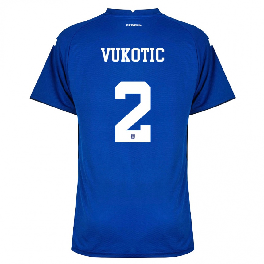 נשים כדורגל סרביה Vuk Vukotic #2 כהה אדום ג'רזי ביתית 26-28