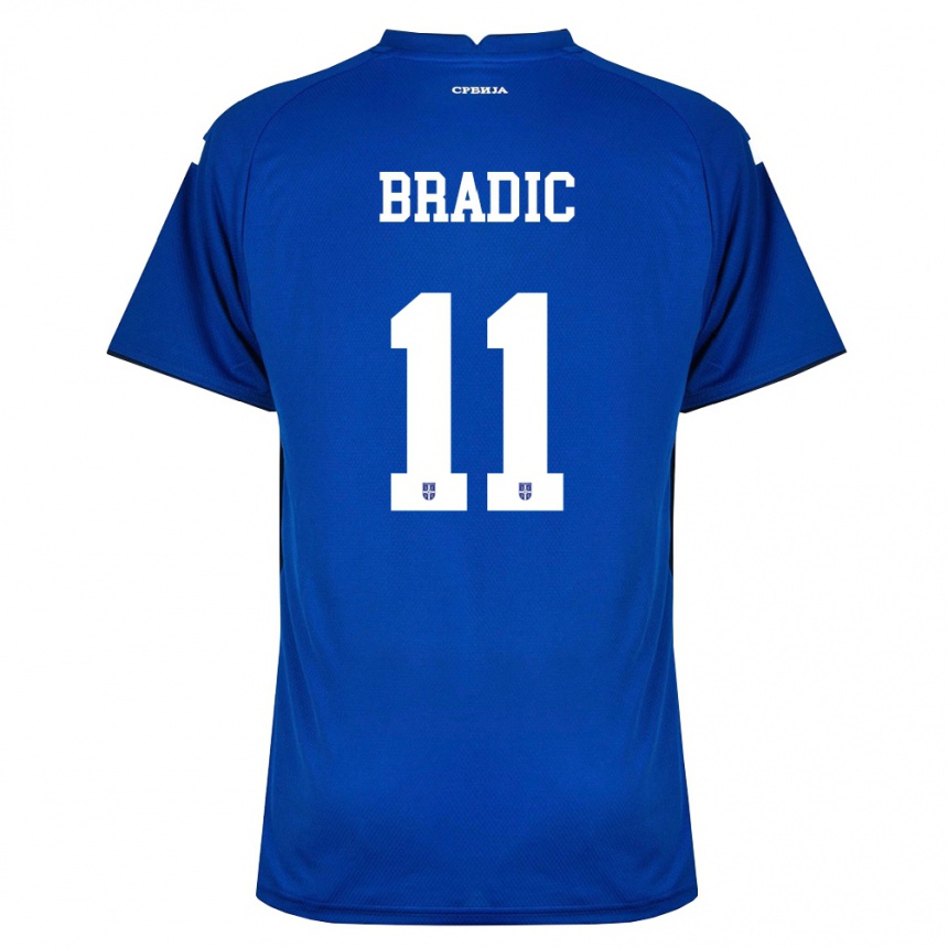 נשים כדורגל סרביה Vuk Bradic #11 כהה אדום ג'רזי ביתית 26-28