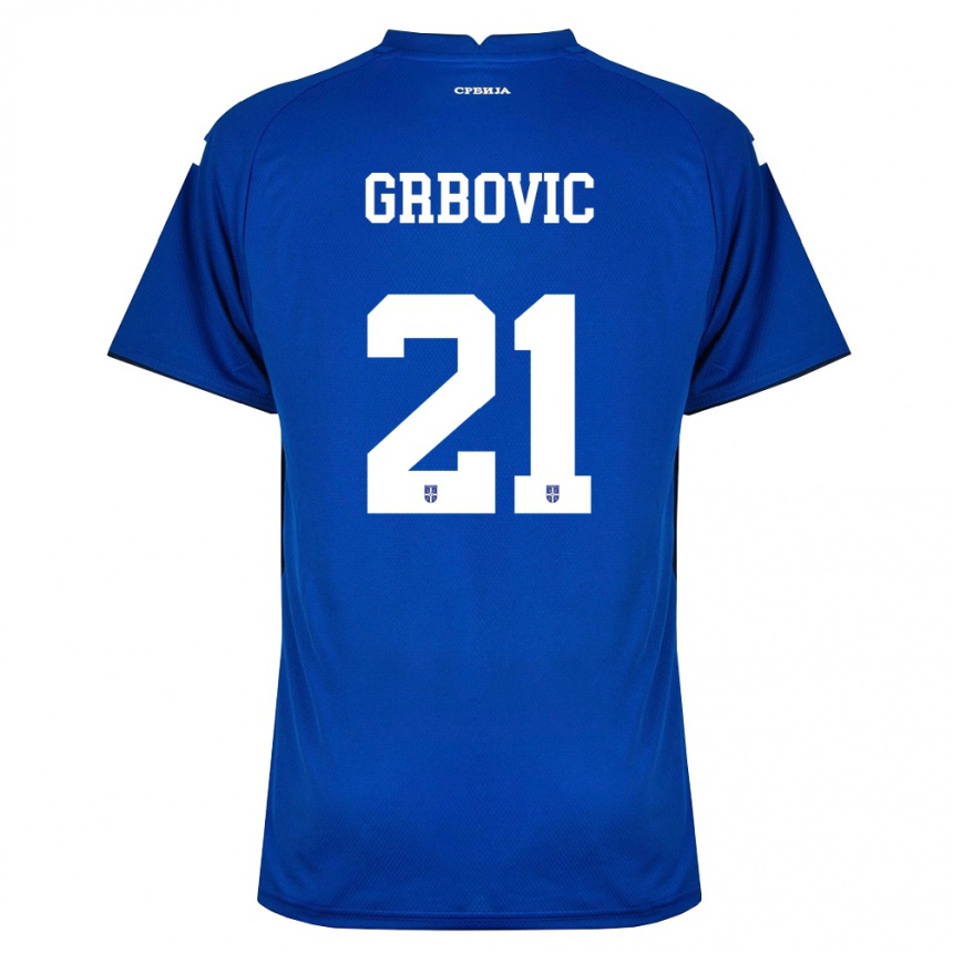 נשים כדורגל סרביה Vasilije Grbovic #21 כהה אדום ג'רזי ביתית 26-28