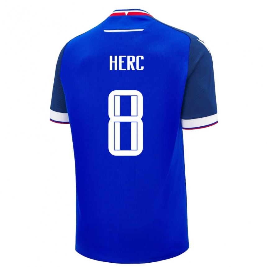 נשים כדורגל סלובקיה Christián Herc #8 כחול לבן ג'רזי ביתית 26-28