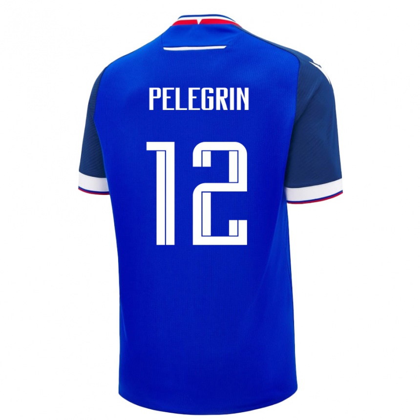 נשים כדורגל סלובקיה Lukas Pelegrin #12 כחול לבן ג'רזי ביתית 26-28