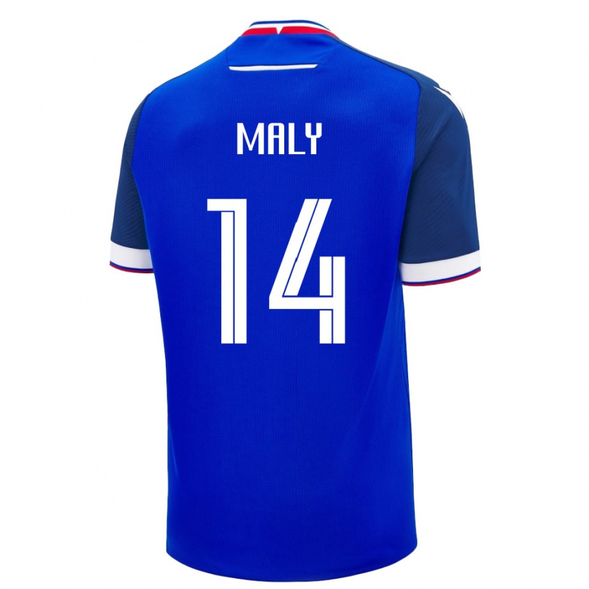 נשים כדורגל סלובקיה Tomas Maly #14 כחול לבן ג'רזי ביתית 26-28