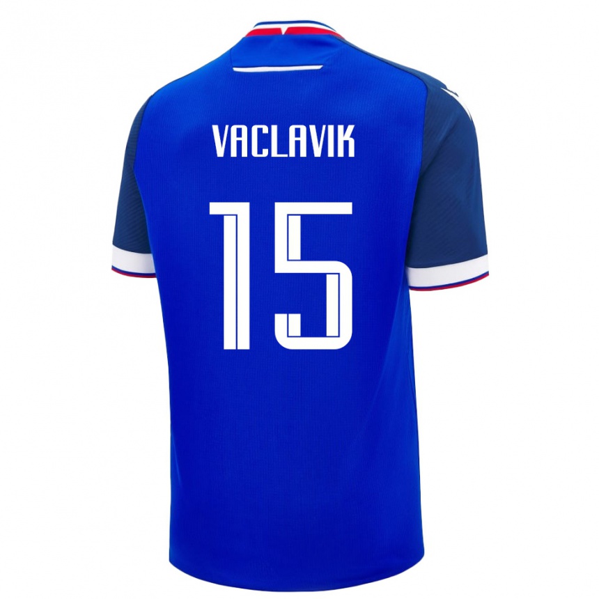 נשים כדורגל סלובקיה Filip Vaclavik #15 כחול לבן ג'רזי ביתית 26-28