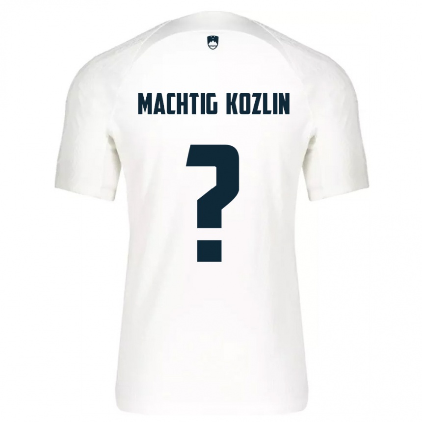 נשים כדורגל סלובניה Vid Mächtig Kozlin #0 לבן כחול ג'רזי ביתית 26-28