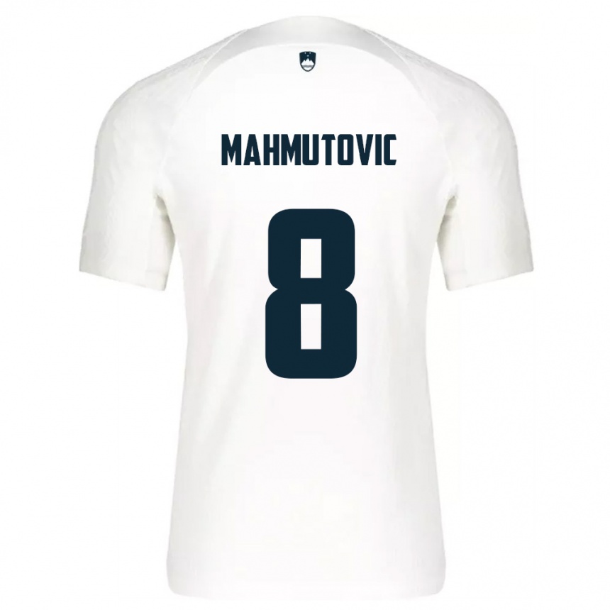 נשים כדורגל סלובניה Malik Mahmutovic #8 לבן כחול ג'רזי ביתית 26-28