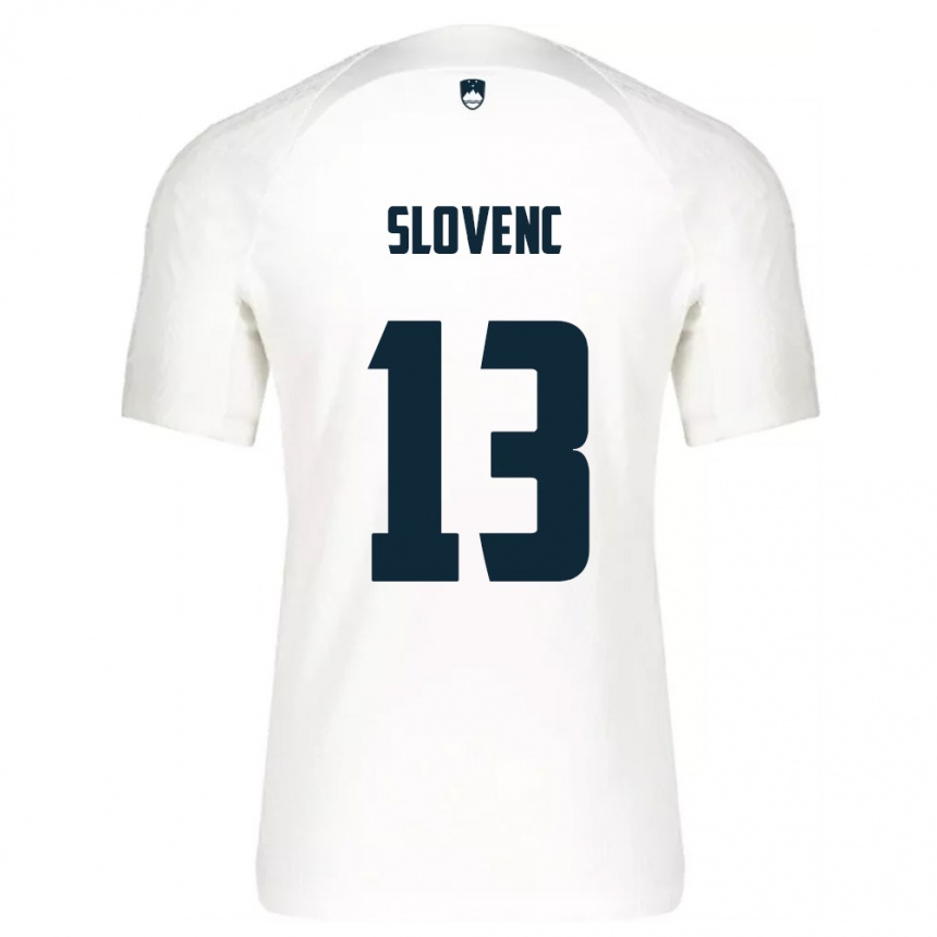 נשים כדורגל סלובניה Nejc Slovenc #13 לבן כחול ג'רזי ביתית 26-28