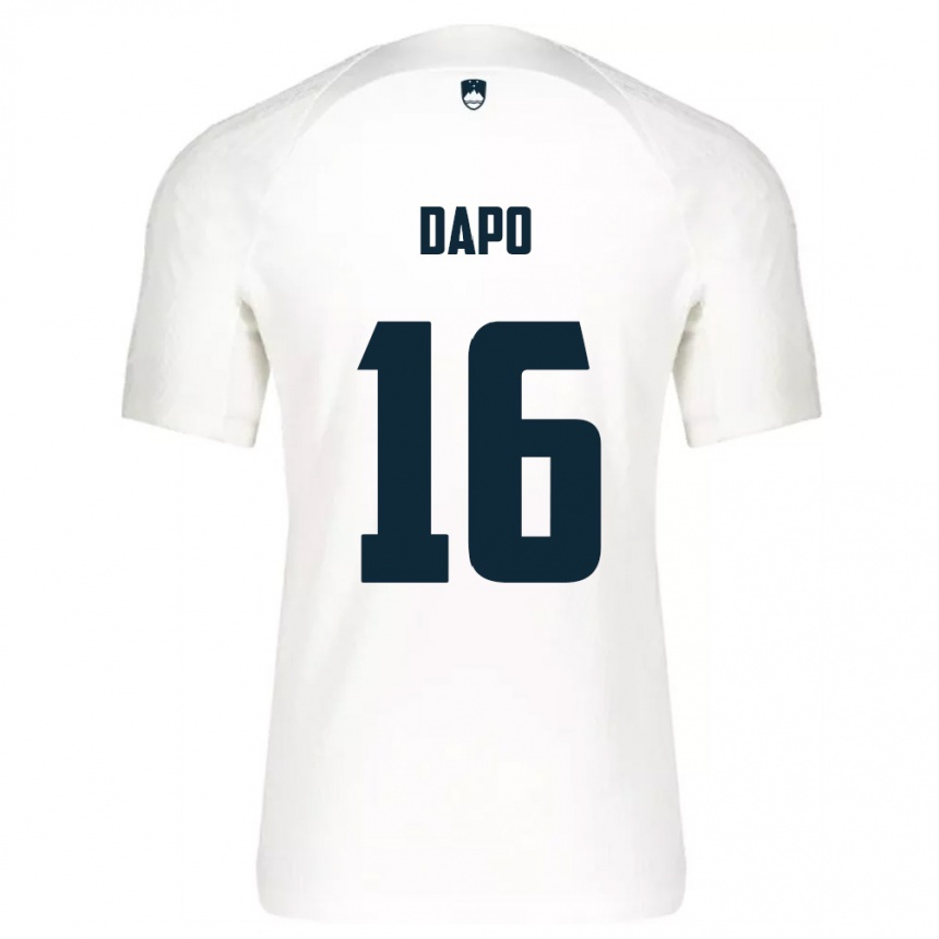 נשים כדורגל סלובניה Jan Dapo #16 לבן כחול ג'רזי ביתית 26-28