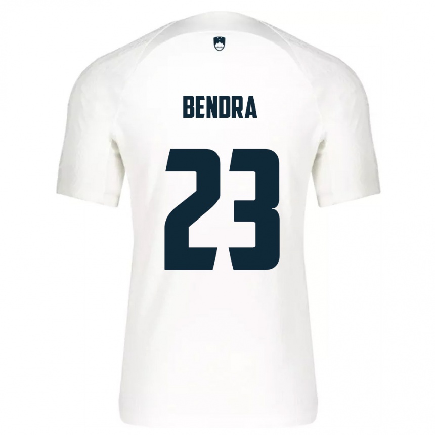 נשים כדורגל סלובניה Kristjan Bendra #23 לבן כחול ג'רזי ביתית 26-28