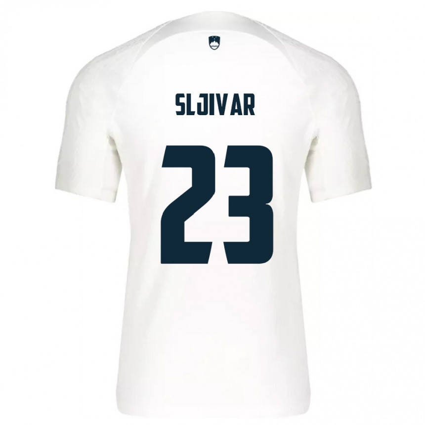 נשים כדורגל סלובניה Denis Sljivar #23 לבן כחול ג'רזי ביתית 26-28
