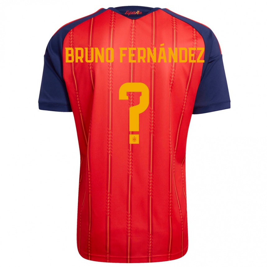 נשים כדורגל ספרד Bruno Fernández #0 אדום כהה צהוב ג'רזי ביתית 26-28
