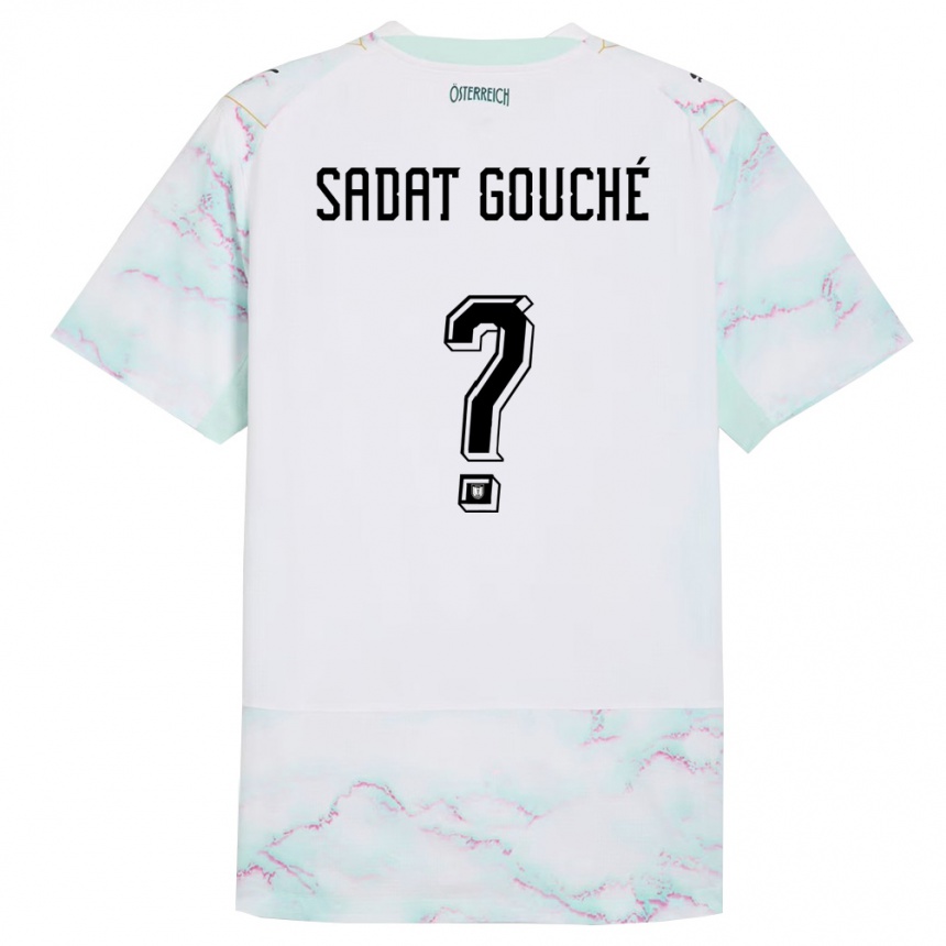 נשים כדורגל אוסטריה Frederic Sadat Gouché #0 לבן ירוק זהב הרחק ג'רזי 26-28