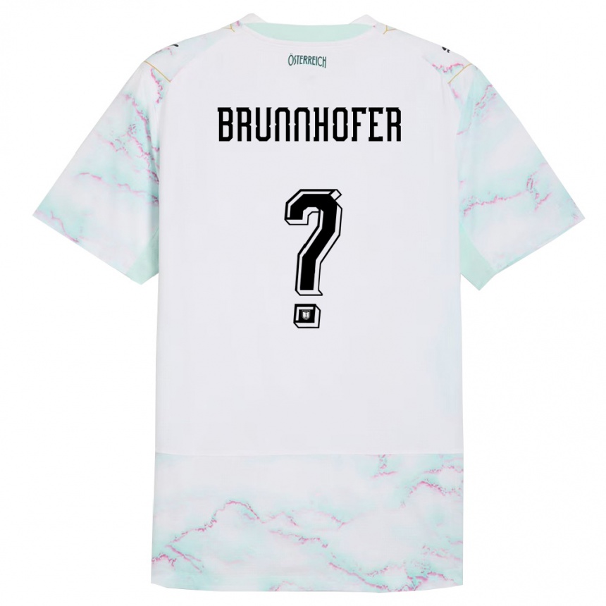 נשים כדורגל אוסטריה Jakob Brunnhofer #0 לבן ירוק זהב הרחק ג'רזי 26-28