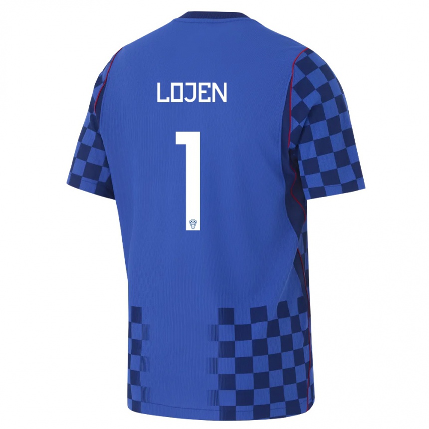 נשים כדורגל קרואטיה Lovro Lojen #1 כחול כהה אדום הרחק ג'רזי 26-28