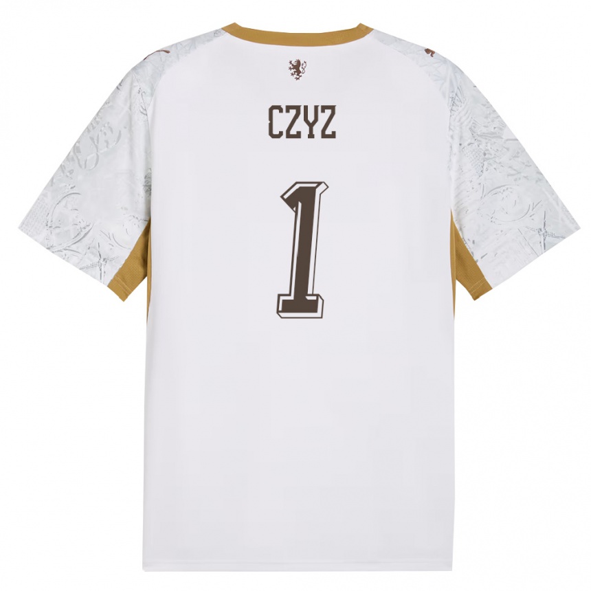 נשים כדורגל צ'כיה Ondrej Czyz #1 שמנת זהב אפור הרחק ג'רזי 26-28