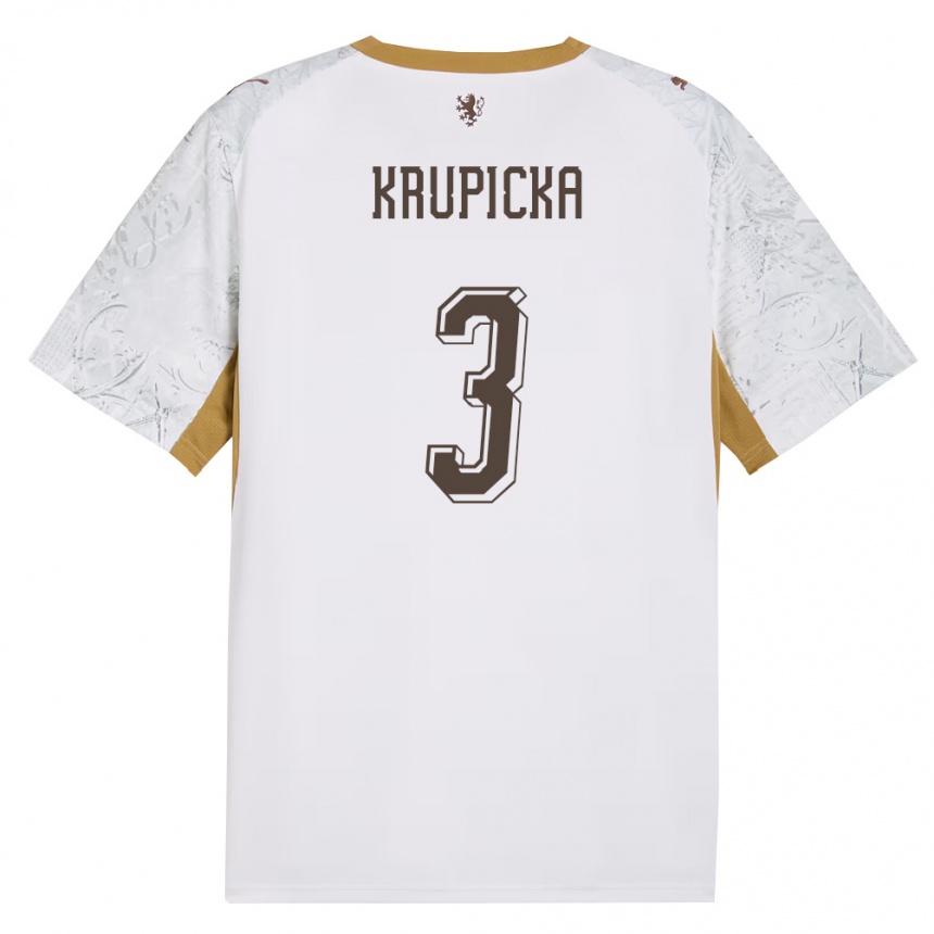 נשים כדורגל צ'כיה David Krupicka #3 שמנת זהב אפור הרחק ג'רזי 26-28