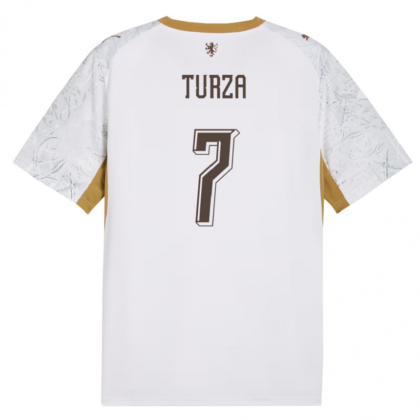 נשים כדורגל צ'כיה Patrik Turza #7 שמנת זהב אפור הרחק ג'רזי 26-28