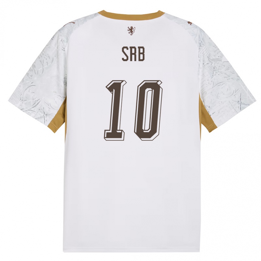 נשים כדורגל צ'כיה Matous Srb #10 שמנת זהב אפור הרחק ג'רזי 26-28