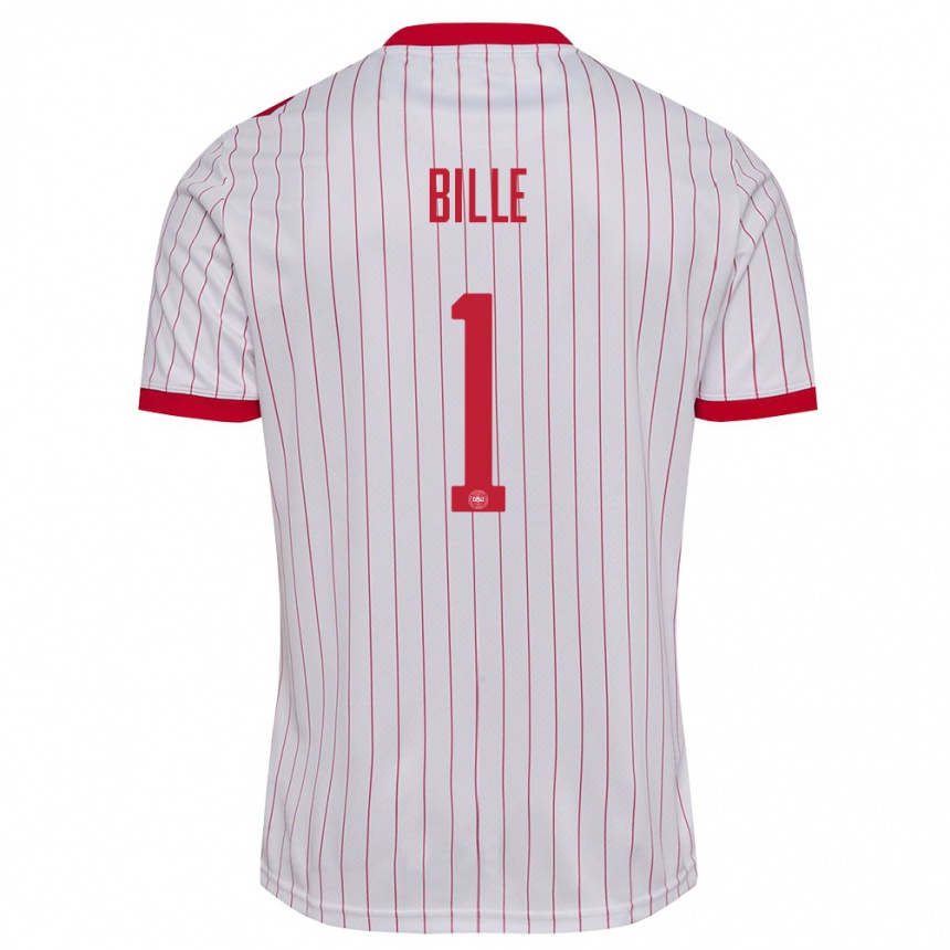 נשים כדורגל דנמרק Villads Bille #1 לבן אדום הרחק ג'רזי 26-28