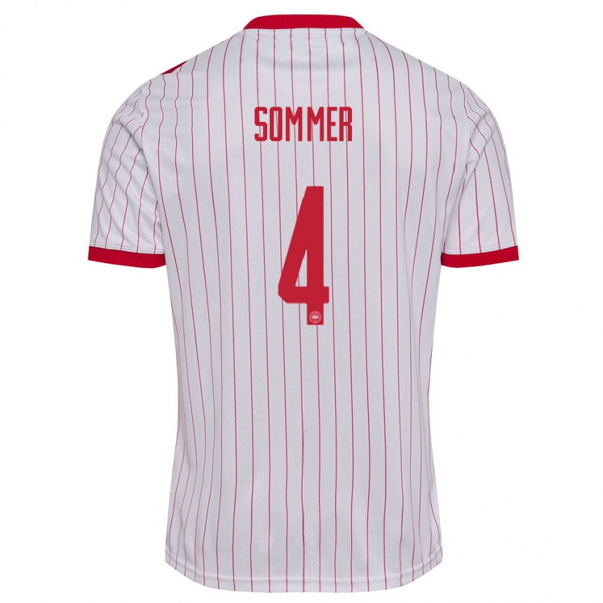 נשים כדורגל דנמרק Felix Sommer #4 לבן אדום הרחק ג'רזי 26-28