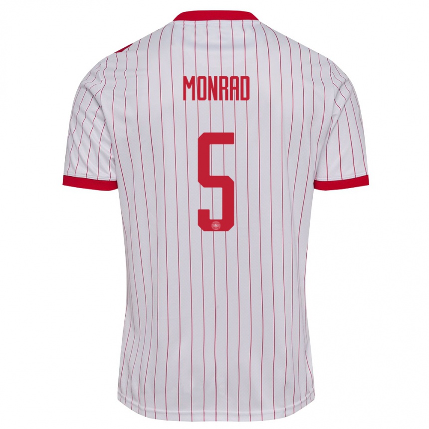 נשים כדורגל דנמרק Emil Monrad #5 לבן אדום הרחק ג'רזי 26-28