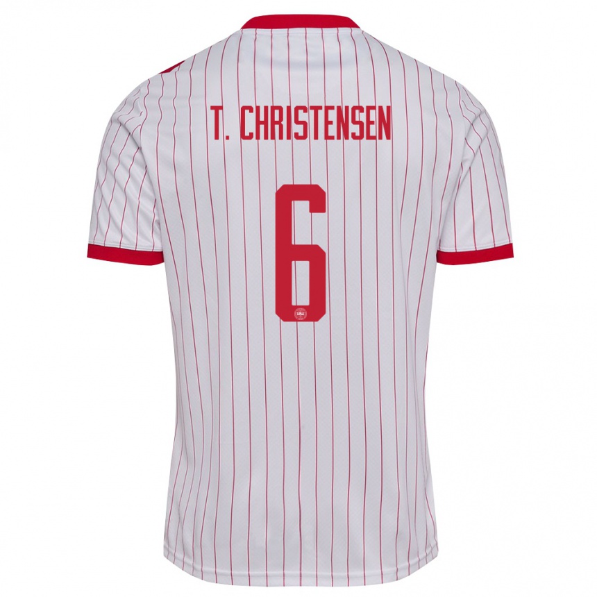 נשים כדורגל דנמרק Tristan Christensen #6 לבן אדום הרחק ג'רזי 26-28