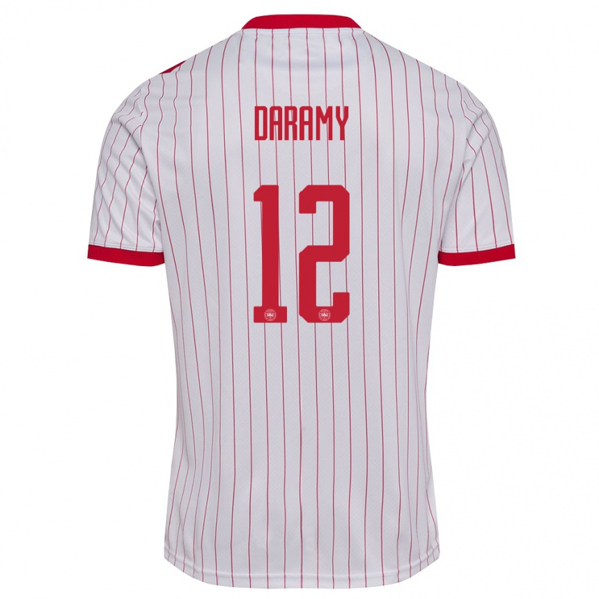 נשים כדורגל דנמרק Abdul Daramy #12 לבן אדום הרחק ג'רזי 26-28