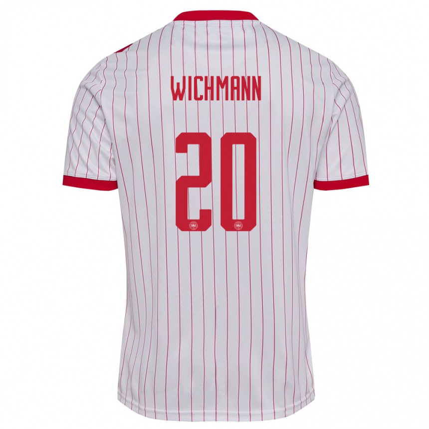 נשים כדורגל דנמרק Julius Wichmann #20 לבן אדום הרחק ג'רזי 26-28