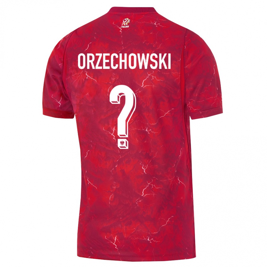 נשים כדורגל פולין Wojciech Orzechowski #0 אדום לבן הרחק ג'רזי 26-28