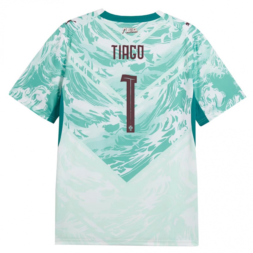 נשים כדורגל פורטוגל Tiago Ferreira #1 כחול שמיים לבן ירוק הרחק ג'רזי 26-28