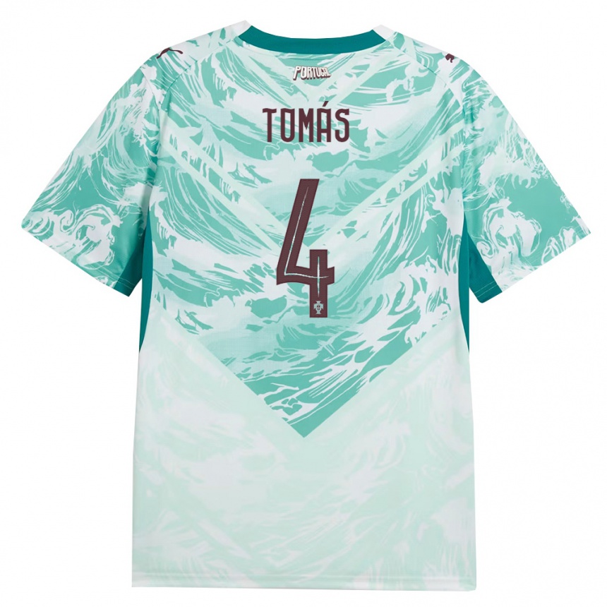 נשים כדורגל פורטוגל Tomás Ferreira #4 כחול שמיים לבן ירוק הרחק ג'רזי 26-28