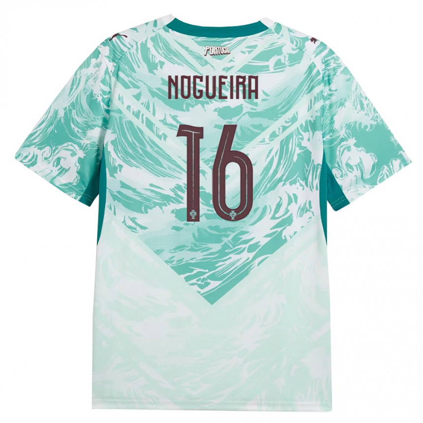 נשים כדורגל פורטוגל Rodrigo Nogueira #16 כחול שמיים לבן ירוק הרחק ג'רזי 26-28