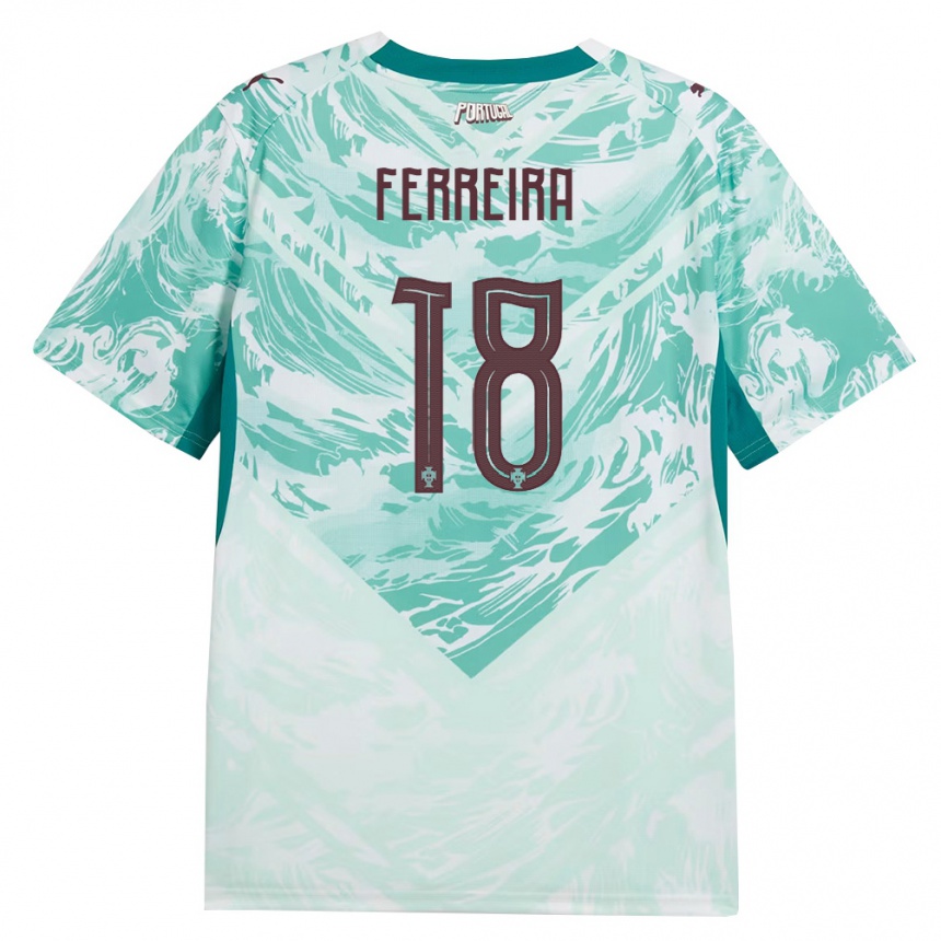 נשים כדורגל פורטוגל Isaac Ferreira #18 כחול שמיים לבן ירוק הרחק ג'רזי 26-28