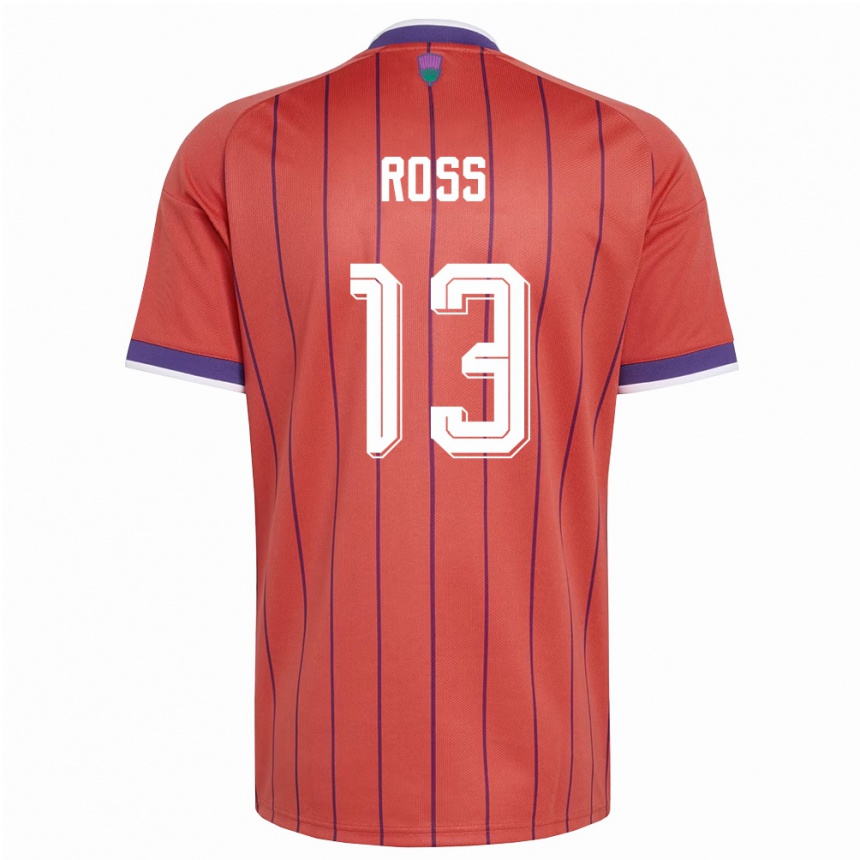 נשים כדורגל סקוטלנד Jane Ross #13 כתום סגול הרחק ג'רזי 26-28