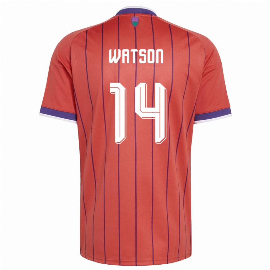 נשים כדורגל סקוטלנד David Watson #14 כתום סגול הרחק ג'רזי 26-28