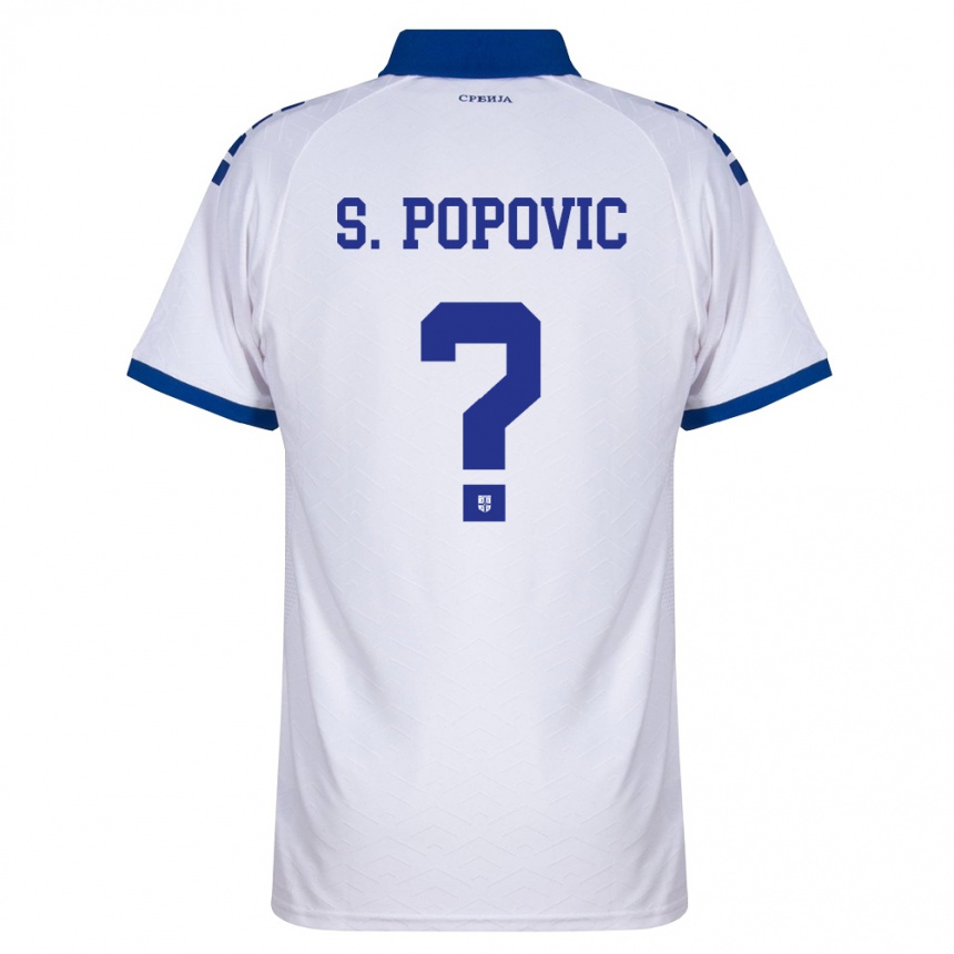 נשים כדורגל סרביה Strahinja Popovic #0 כהה לבן אדום הרחק ג'רזי 26-28