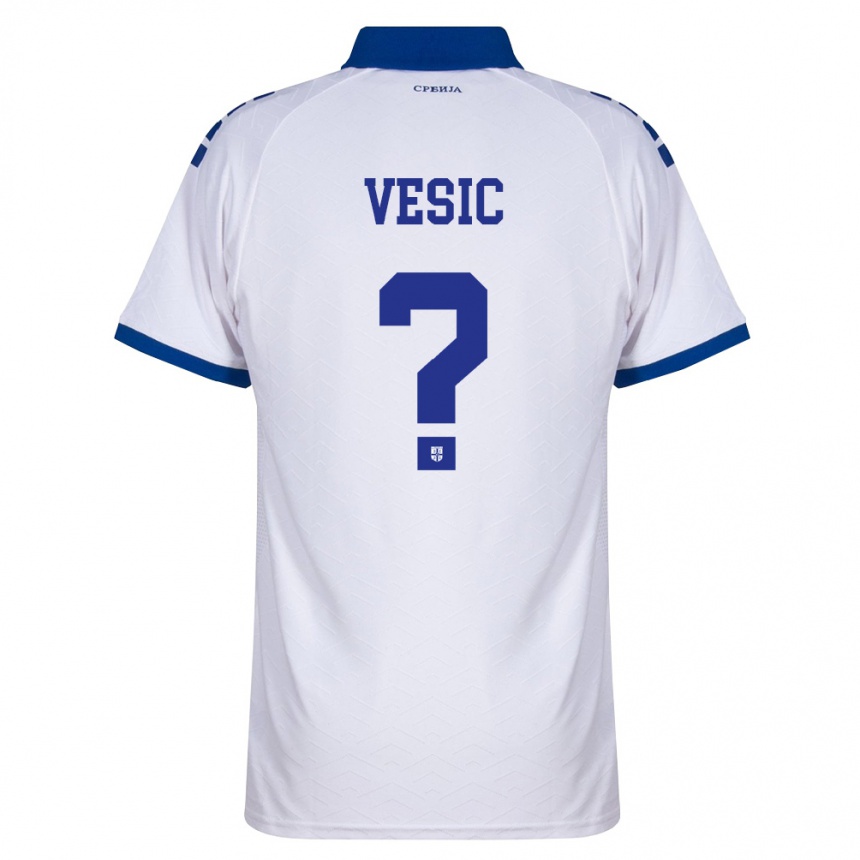 נשים כדורגל סרביה Nikola Vesic #0 כהה לבן אדום הרחק ג'רזי 26-28