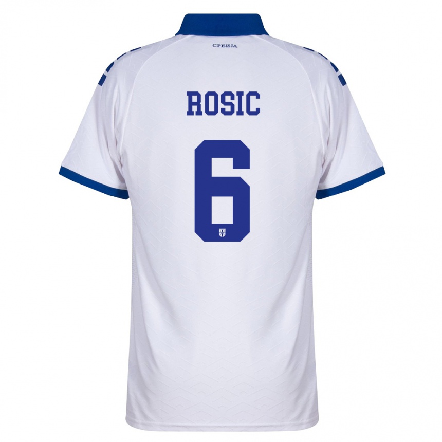 נשים כדורגל סרביה Luka Rosic #6 כהה לבן אדום הרחק ג'רזי 26-28