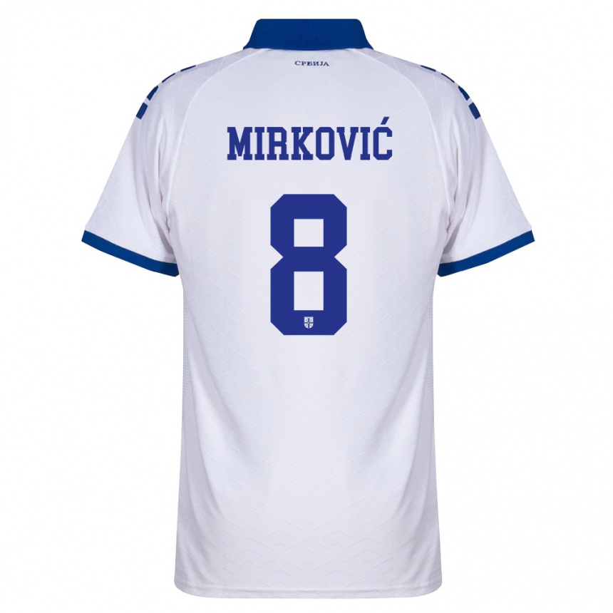נשים כדורגל סרביה Nemanja Mirković #8 כהה לבן אדום הרחק ג'רזי 26-28
