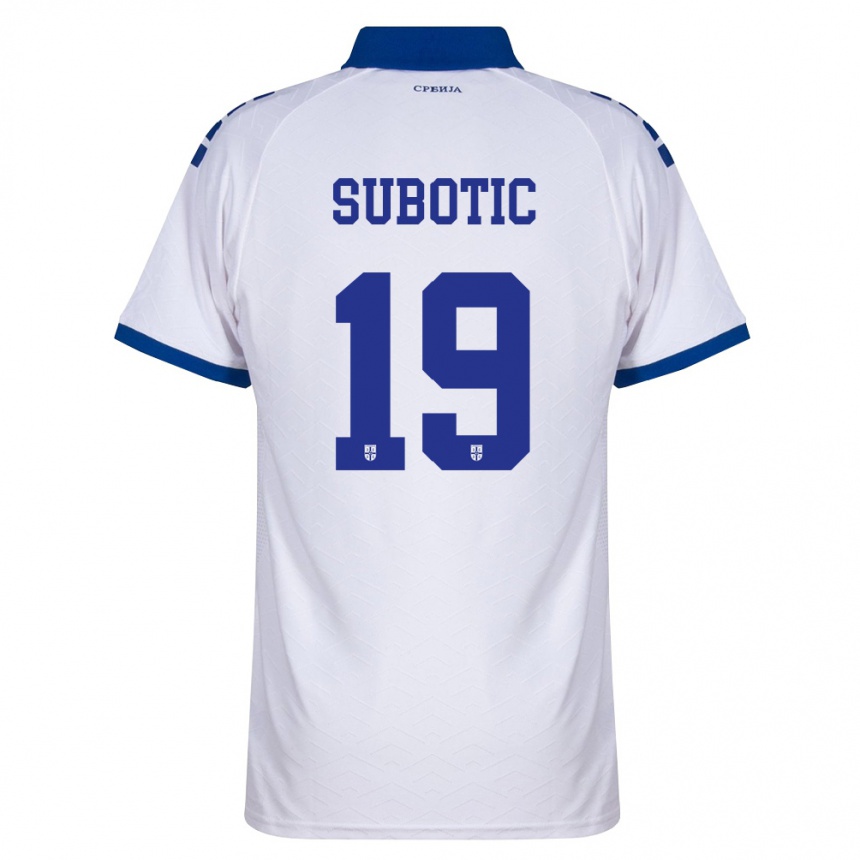נשים כדורגל סרביה Vasilije Subotic #19 כהה לבן אדום הרחק ג'רזי 26-28