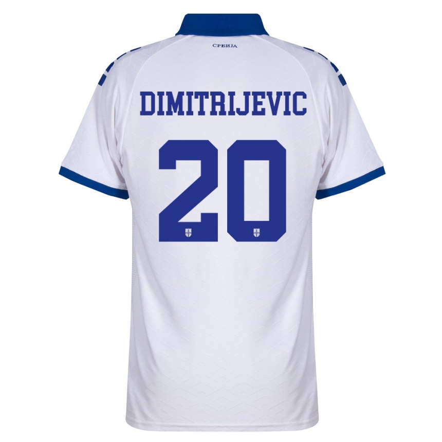 נשים כדורגל סרביה Vojin Dimitrijevic #20 כהה לבן אדום הרחק ג'רזי 26-28