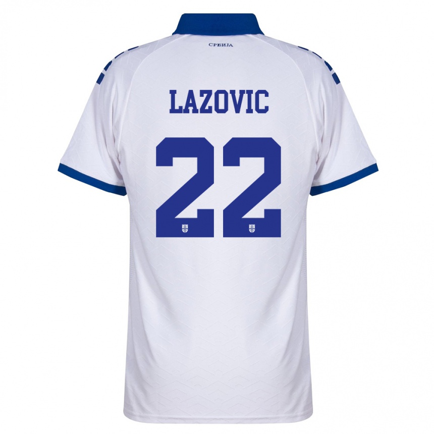 נשים כדורגל סרביה דארקו לאזוביץ' #22 כהה לבן אדום הרחק ג'רזי 26-28