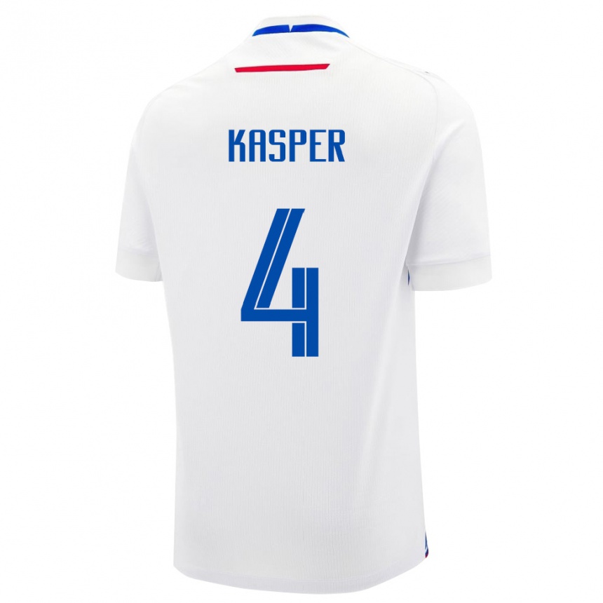 נשים כדורגל סלובקיה Adam Kasper #4 לבן כחול הרחק ג'רזי 26-28