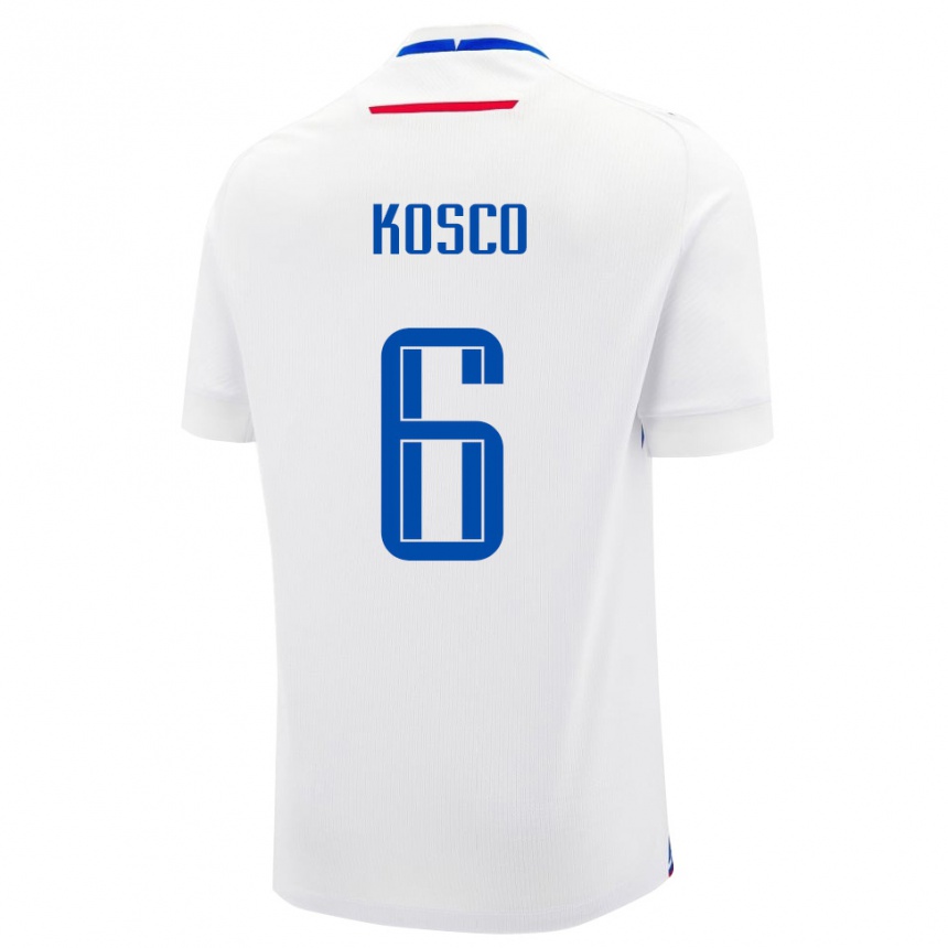 נשים כדורגל סלובקיה Jakub Kosco #6 לבן כחול הרחק ג'רזי 26-28