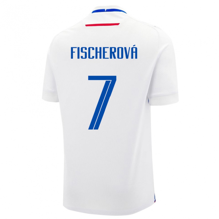 נשים כדורגל סלובקיה Patrícia Fischerová #7 לבן כחול הרחק ג'רזי 26-28