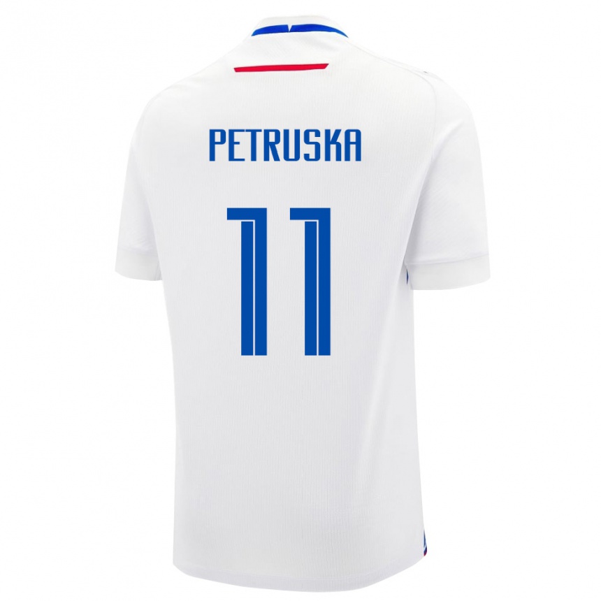 נשים כדורגל סלובקיה Robert Petruska #11 לבן כחול הרחק ג'רזי 26-28