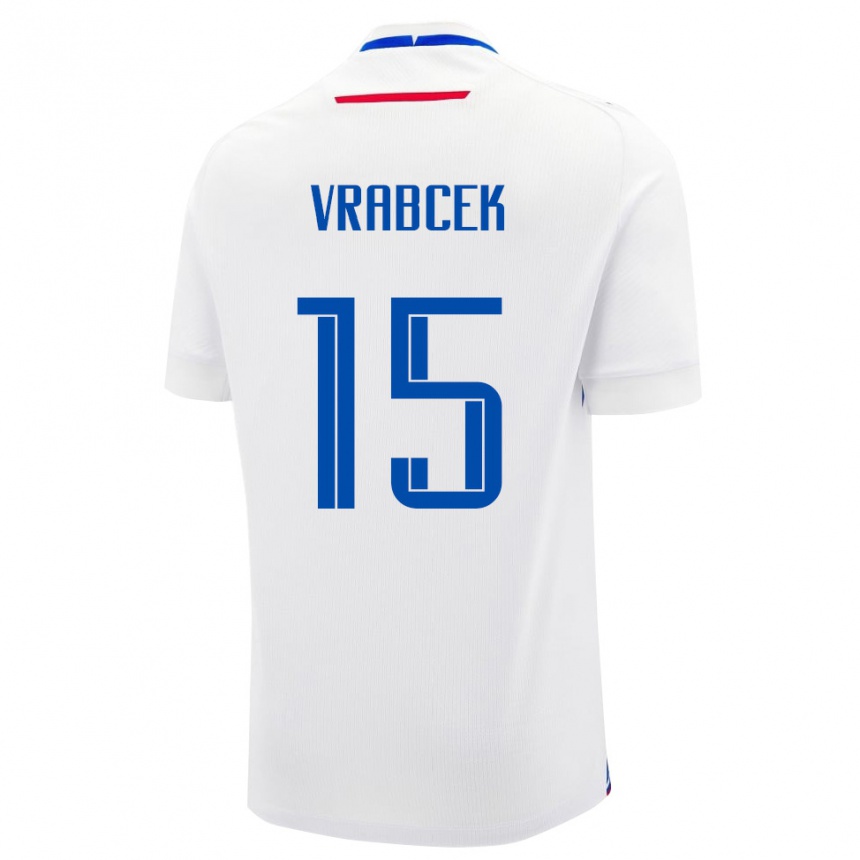 נשים כדורגל סלובקיה Tomas Vrabcek #15 לבן כחול הרחק ג'רזי 26-28