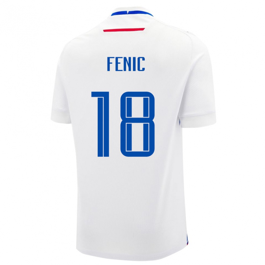 נשים כדורגל סלובקיה Oliver Fenic #18 לבן כחול הרחק ג'רזי 26-28